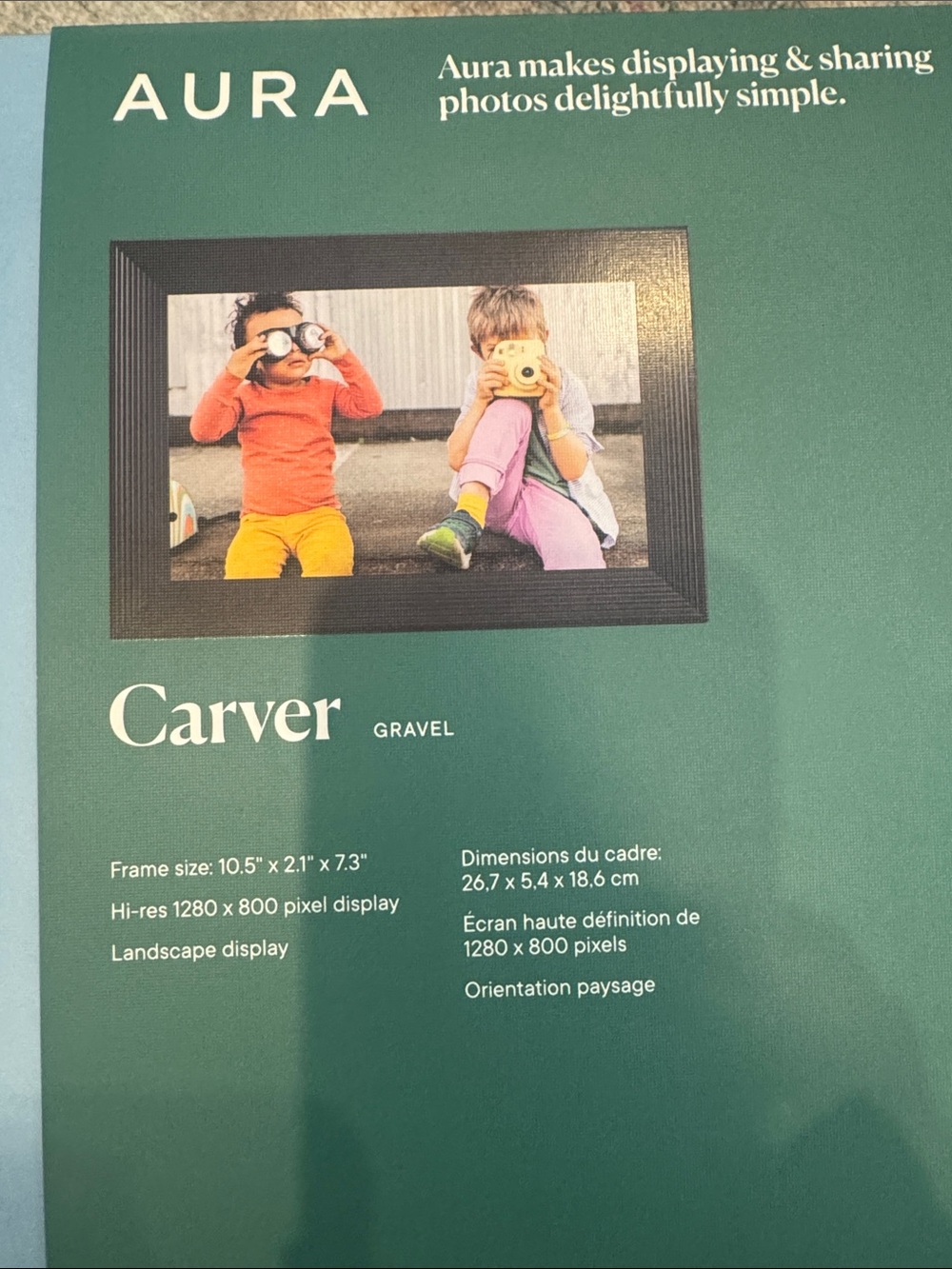 Aura Carver Digital Frame - Gravel (black frame) NIB - Picture 6 of 6